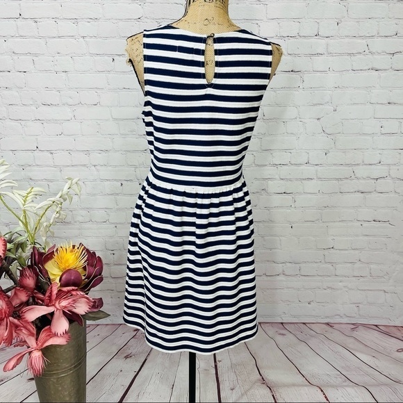 Maison Jules Textured Keyhole Back Striped Fit and Flare Dress - Picture 10 of 14